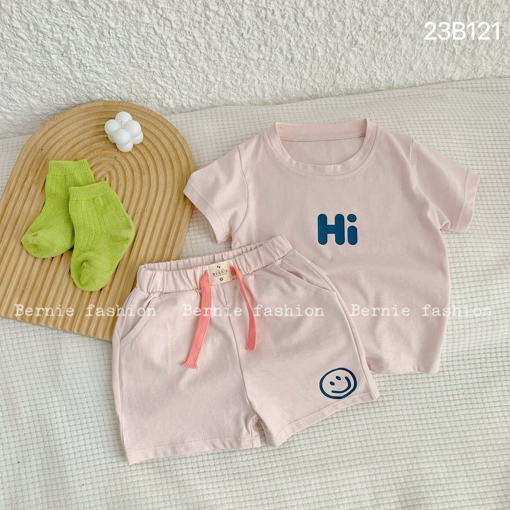 Bộ cotton tay ngắn unisex cho bé, bộ thun cộc tay Bernie thể thao hàng đẹp