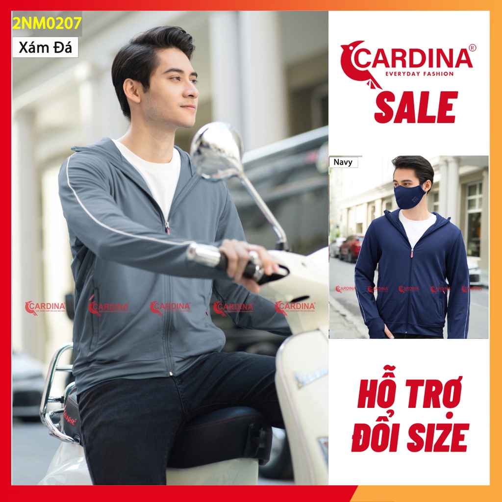 Áo Chống Nắng Nam CARDINA 2 Lớp Chính Hãng - Công nghệ COOL UP làm mát, lưới thông hơi tản nhiệt, tặng kèm khẩu trang