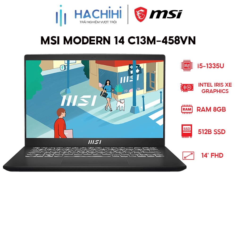 Laptop MSI Modern 14 C13M-458VN (i5-1335U | 8GB | 512GB | Intel Iris Xe Graphics | 14' FHD | Win 11)