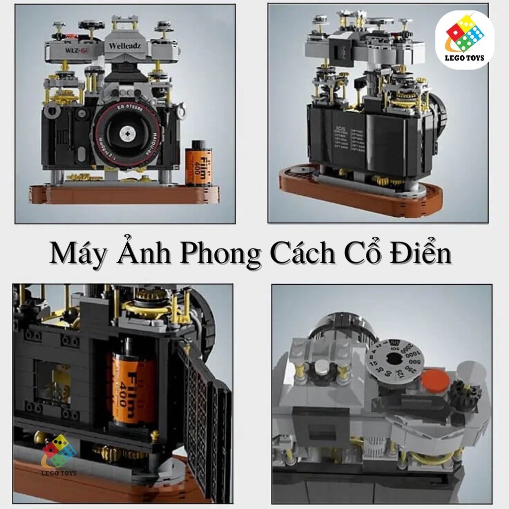 Máy Ảnh Welleadz Phong cách Retro Vintage - Mô Hình Lắp Ráp Máy Ảnh Camera - 1020 Chi Tiết
