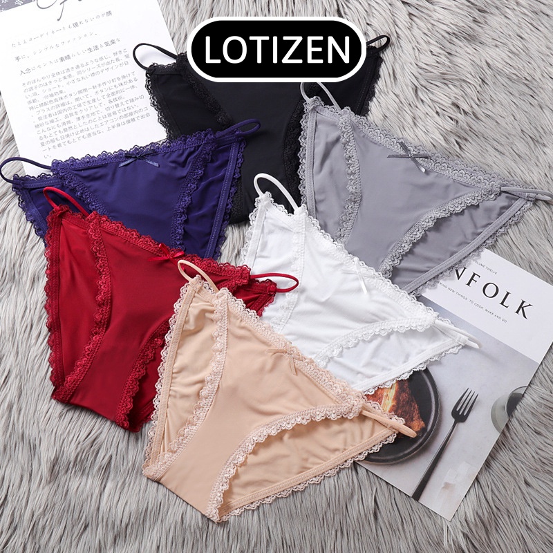 Quần lót nữ sexy thun lạnh viền ren cạp đính nơ 131