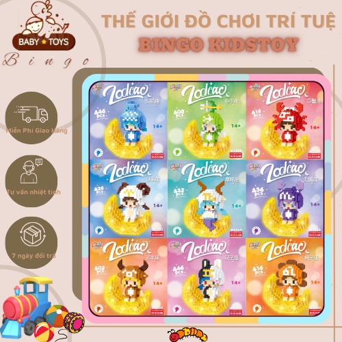 Đồ chơi mô hình lắp ráp 12 cung hoàng đạo mini phát sáng, nhân vật hoạt hình đồ chơi ghép hình 3D 2023