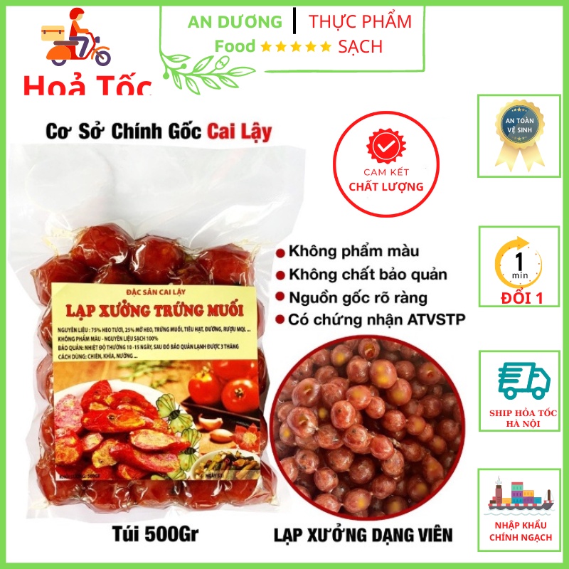 Lạp Xưởng Hồ Lô Trứng Muối, Lạp Xưởng Tươi, 500gr adf