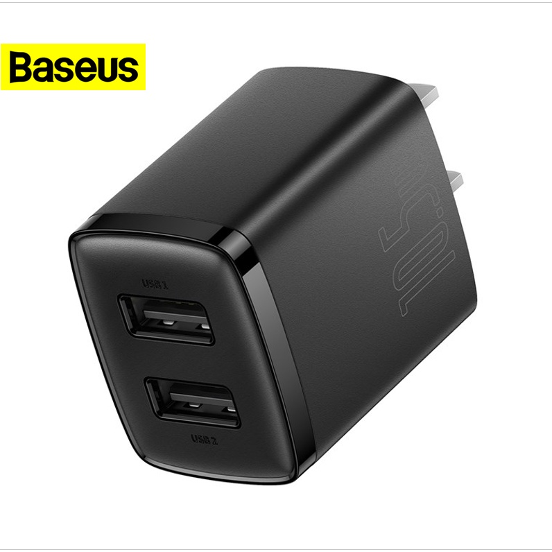 Củ sạc nhanh 2 Cổng Baseus Compact Charger 10.5W nhỏ gọn sạc nhiều máy một lúc iP samsung xiaomi.