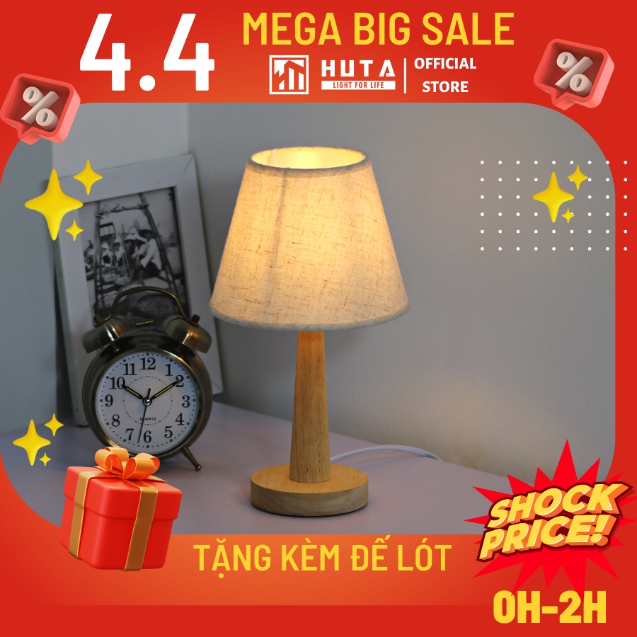 Đèn Ngủ Để Bàn Gỗ Huta Light For Life G2 Decor Phòng Ngủ, Trang Trí Vintage, Đọc Sách, Điều Chỉnh Độ Sáng, Ánh Sáng Vàng