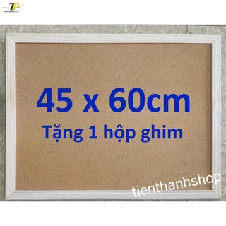 Bảng ghim bần 45 x 60cm khung gỗ tự nhiên - Tặng kèm ghim
