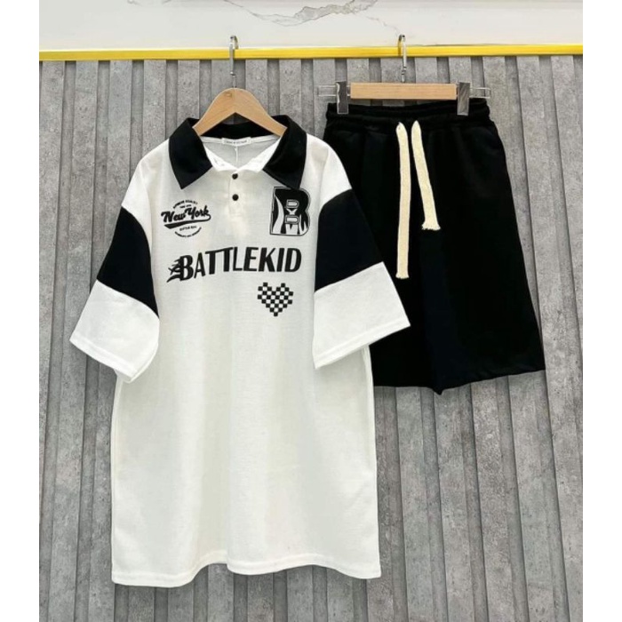 Áo Thun Polo Unisex , Áo thun nam nữ có cổ tay lỡ form rộng