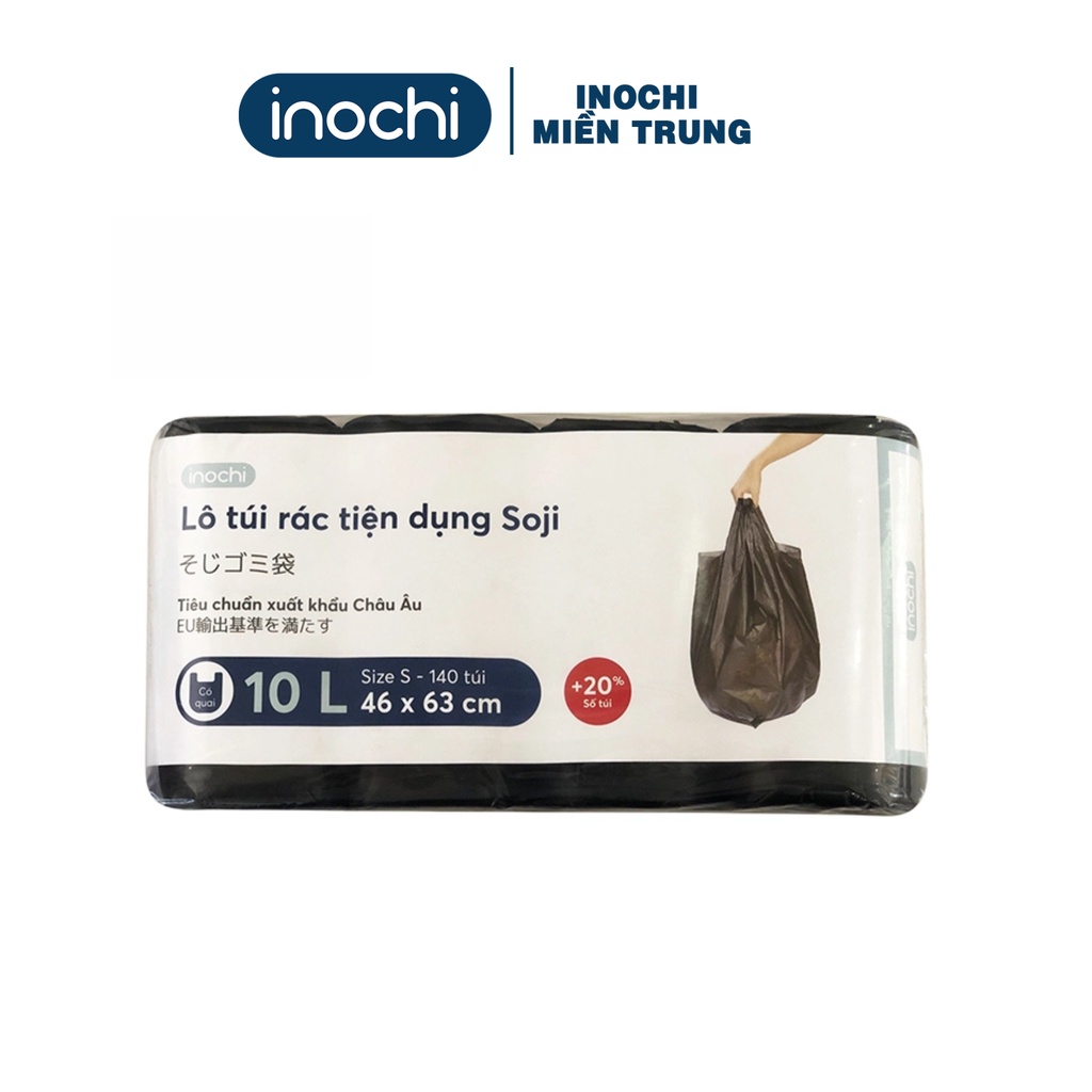 Lô 4 cuộn túi rác có quai tiện dụng Inochi 10L (màu đen)_tiêu chuẩn Nhật Bản