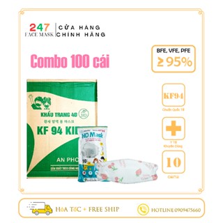 [100 Cái] Khẩu trang 4D- KF94 Hoàng Dũng  trẻ em hoạ tiết ngẫu nhiên