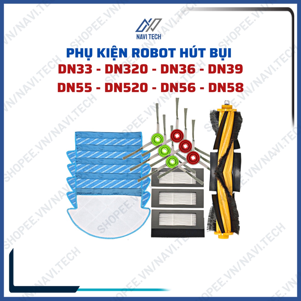 Phụ kiện Robot hút bụi Ecovacs Deebot Dn33, Dn320, Dn55, Dn520,Ozmo 900 khăn, giẻ, chổi cạnh, chổi chính, chổi giữa, lọc | BigBuy360 - bigbuy360.vn