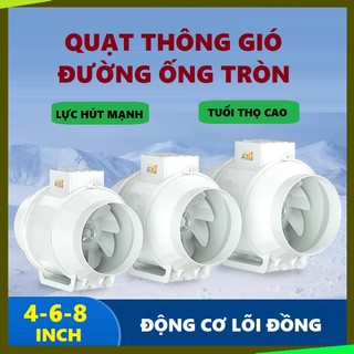 Quạt thông gió đường ống tròn Suzume, quạt hút mùi 4-6-8 inch, công suất lớn, lực hút mạnh, chính hãng