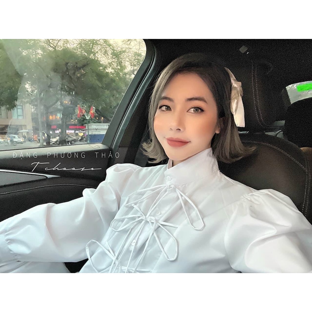 Váy babydoll sơmi dáng dài bồng xoè đan dây tiểu thư L1 Đầm sơ mi babydoll dáng dài đan dây bồng xòe