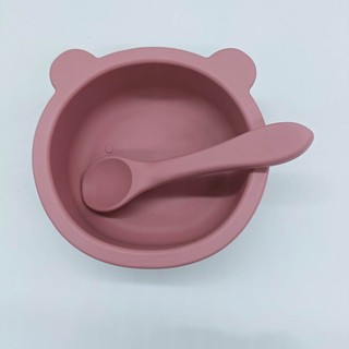 Bát ăn dặm silicon kèm thìa (tai gấu)