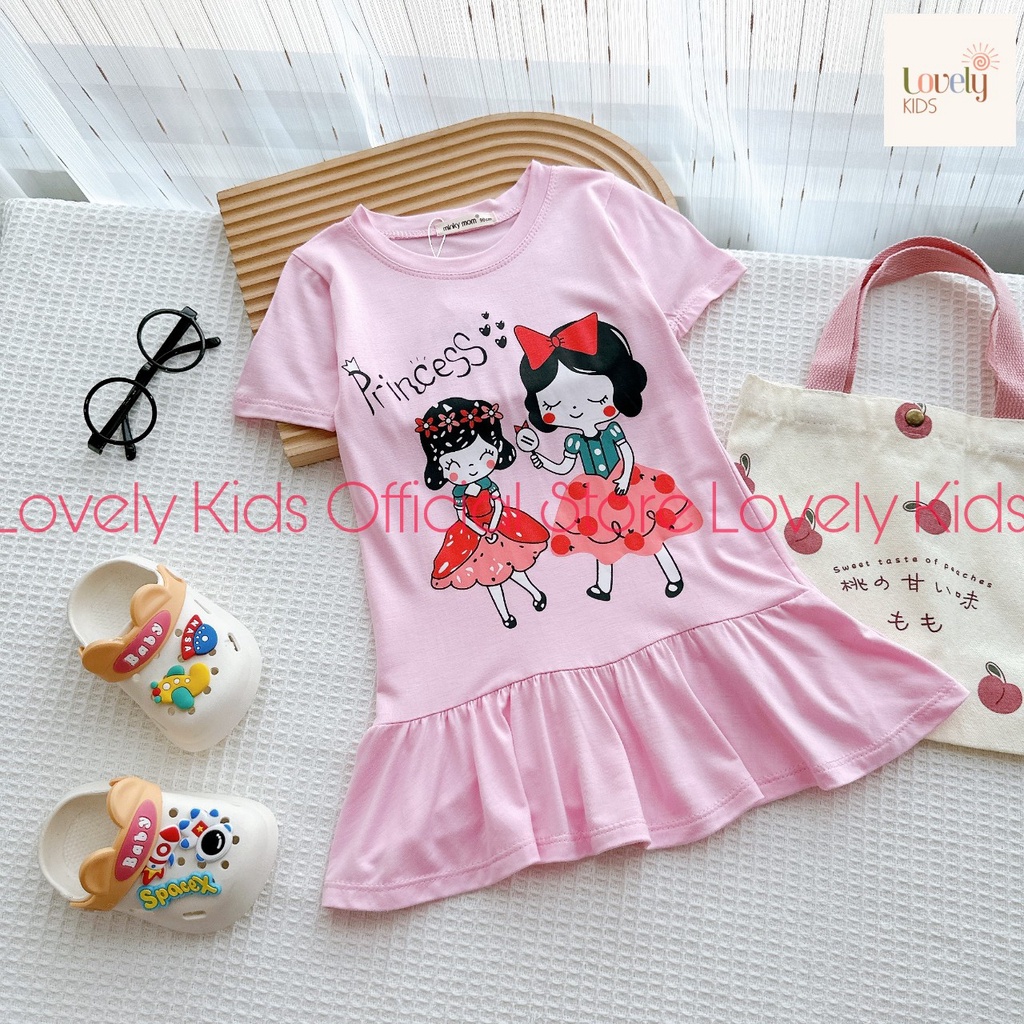 Váy Đầm Cho Bé Gái Minky Mom Chính Hãng Vải Thun Lạnh 10-26kg  Váy Cho Bé Gái Mặc Mùa Hè Tay Ngắn ĐẦM CỘC TAY