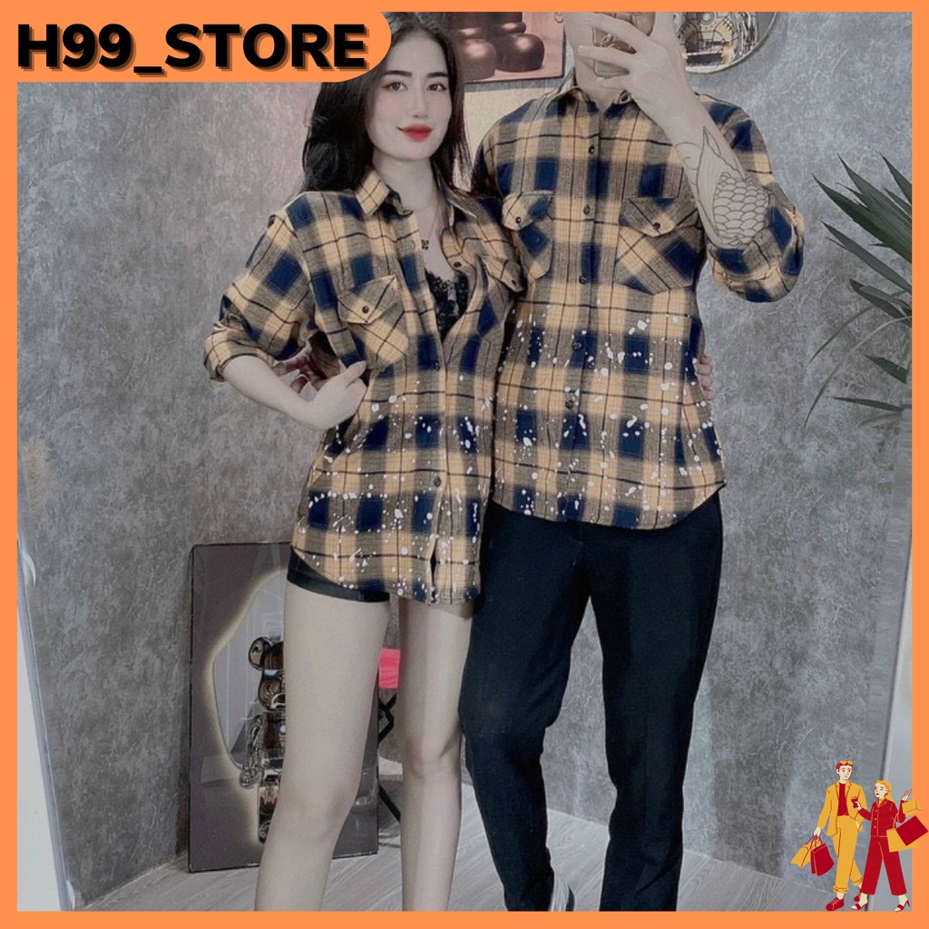Áo sơ mi nam sọc caro cao cấp phối chấm sơn đẹp phong cách trẻ trung mẫu mới nhất H99_STORE