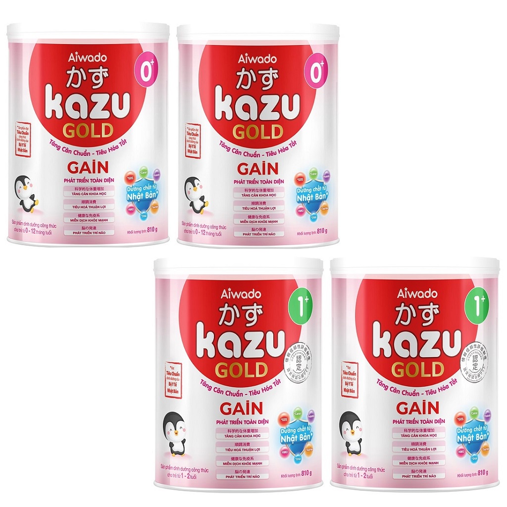 Combo 2 Lon Sữa Kazu Gold Gain, Bio, Kao, Miễn Dịch 0+ 1+ 2+ 810g [Date 2025]