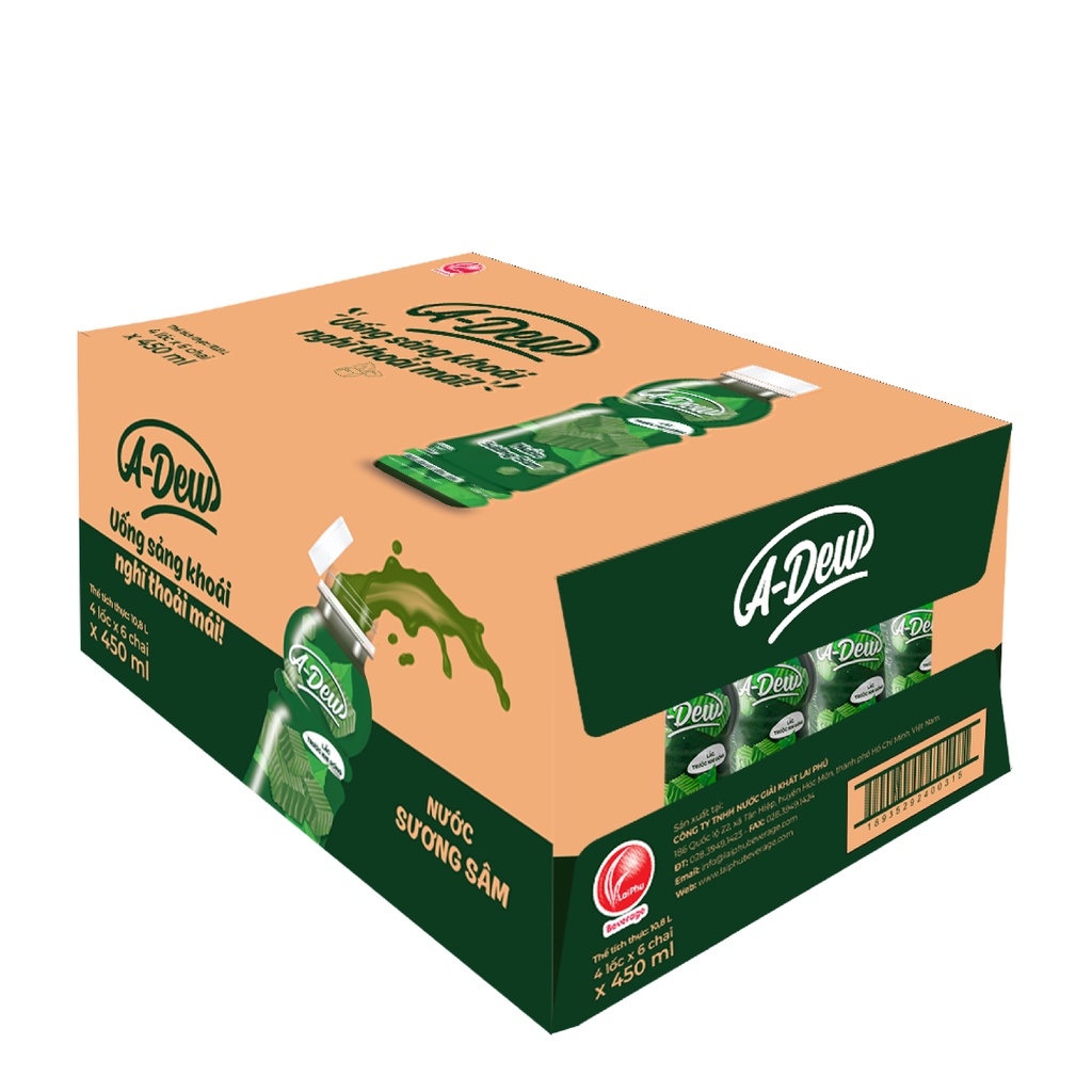 Nước Sương Sâm A-Dew Chai 450ml - Ngon, dinh dưỡng - Lốc 6 Chai