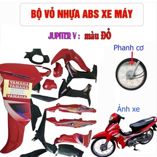 Dàn áo xe JUPITER V nhựa ABS nguyên sinh cao cấp màu ĐỎ phanh cơ , tặng kèm bộ tem theo xe - A558