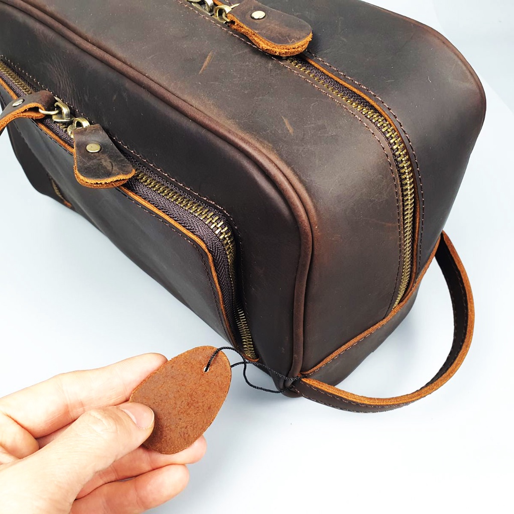 [Freeship] Túi cầm tay nam da bò sáp; Túi Golf nam da thật CL149 (Nâu) - 100% da thật, BH 3 năm | BigBuy360 - bigbuy360.vn