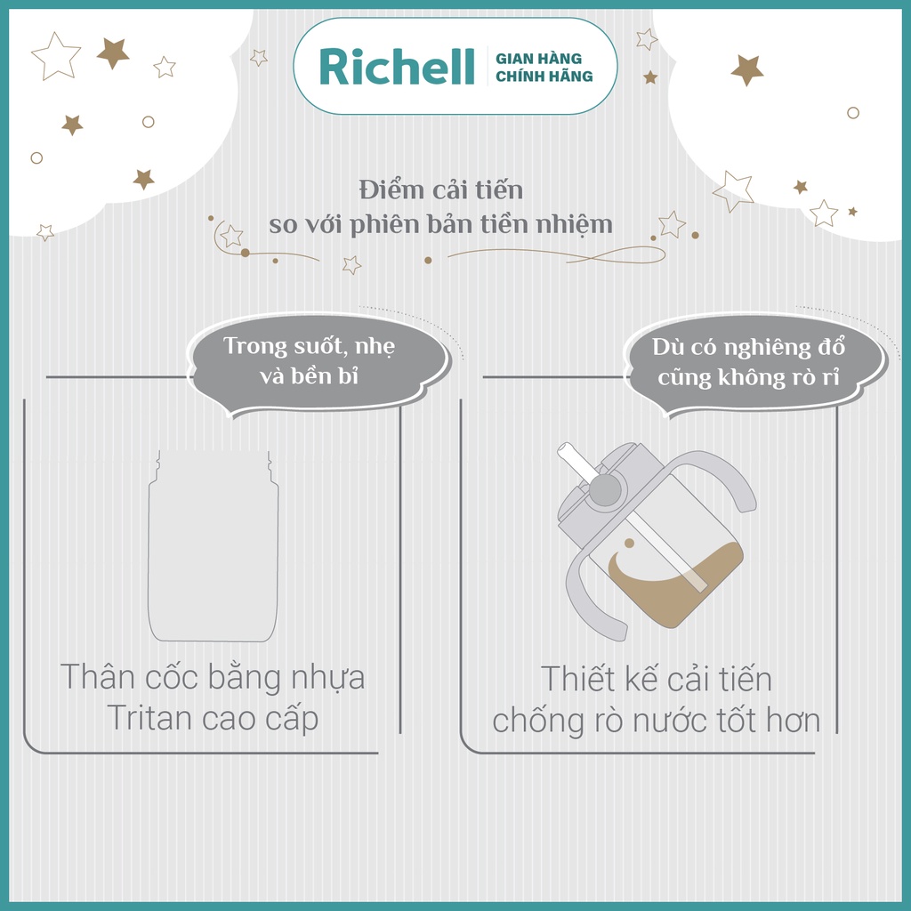 Bộ Cốc tập uống 3 giai đoạn và Bình ống hút RICHELL AXSTARS chống sặc | Baby