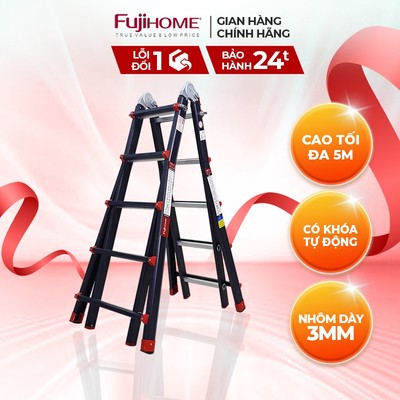 Thang nhôm 5m FUJIHOME ML45B, 4 đoạn xếp nhiều kiểu dáng - Hợp kim nhôm cao cấp - Phủ sơn tĩnh điện