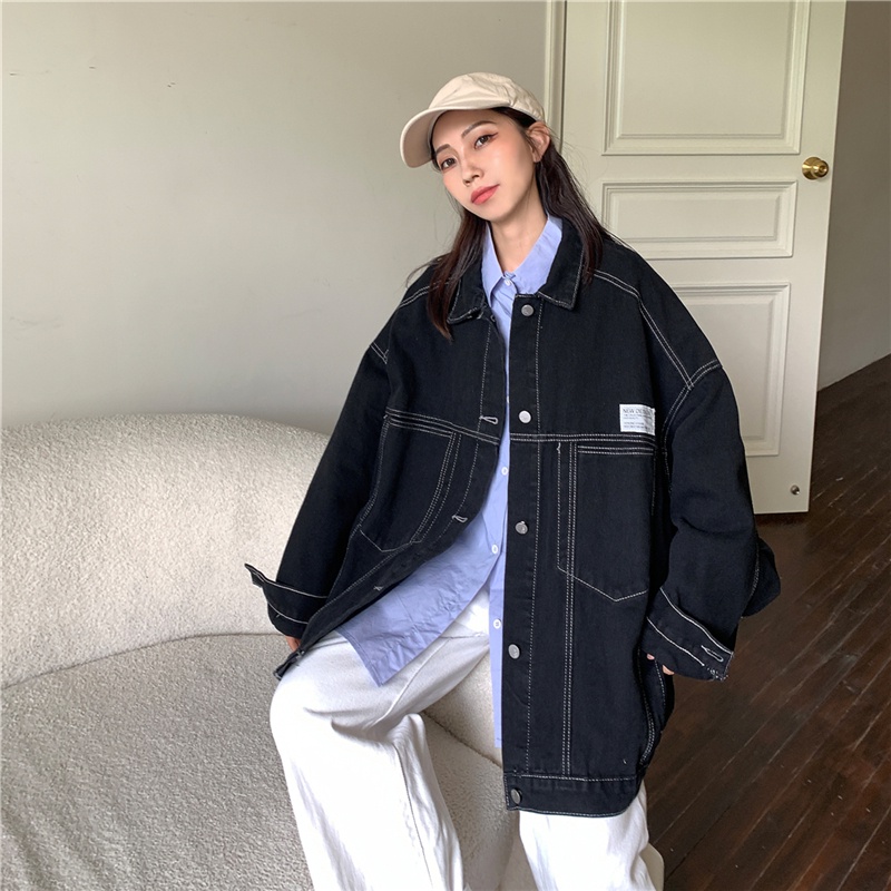 Áo Sơ Mi Bò Ulzzang Dáng Rộng A093 tay dài logo ngực phong cách đường phố, năng động, cá tính