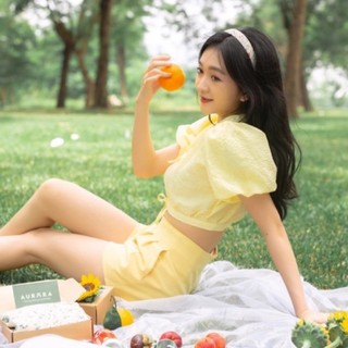 Áo croptop tay bom Aurora [Elle Top - Vàng]