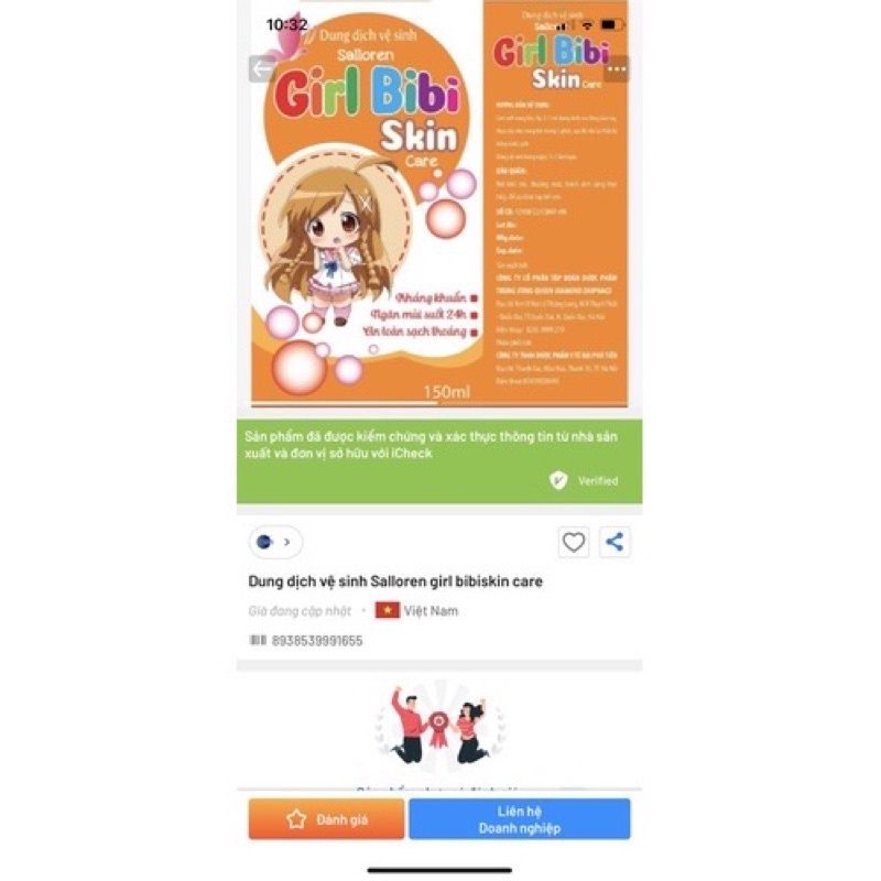 Dung dịch vệ sinh trẻ em dành cho bé gái từ 1 tuổi Salloren Girl BIBI SKIN Care chiết xuất từ tự nhiên an toàn cho bé