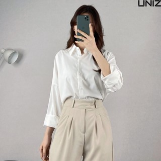 ( Ảnh thật ) Áo sơ mi voan lụa trơn dài tay basic uniz - SM00105