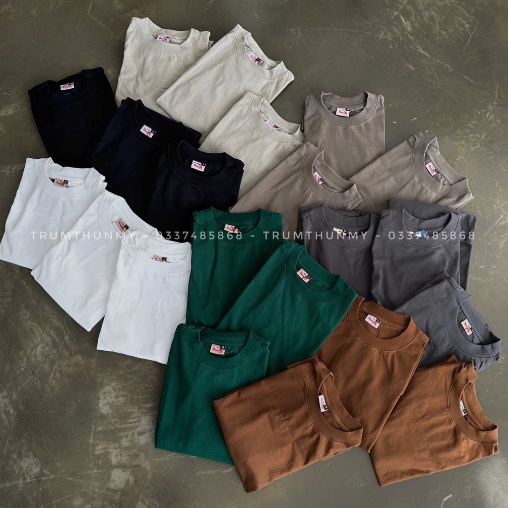 Áo thun trơn TRUMTHUNMY Unisex  - Vải 100% cotton 280gsm co dãn 2 chiều thấm hút mồ hôi cực tốt - form Oversized