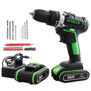 [TẶNG MŨI KHOAN] Máy khoan PIN Hitachi 36V XANH 2 chức năng, có đèn lõi đồng 100%, Pin chuẩn 5 cell