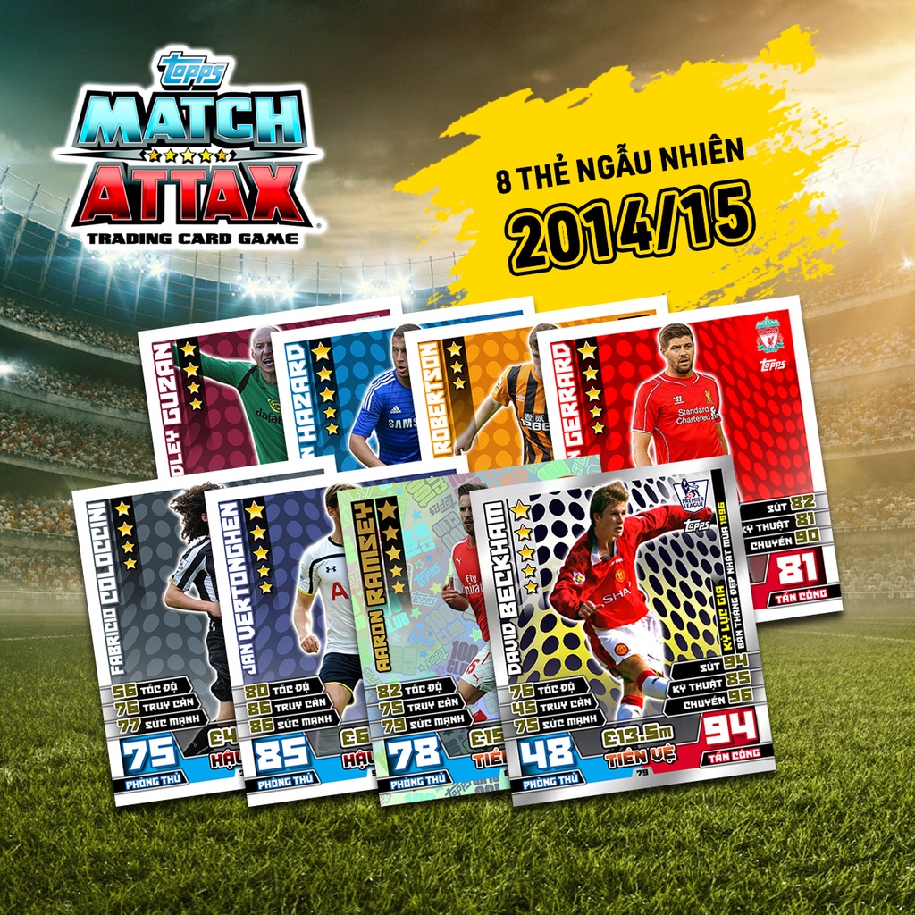 Gói 8 Thẻ Cầu Thủ In Match Attax 2014-15 Ngẫu Nhiên