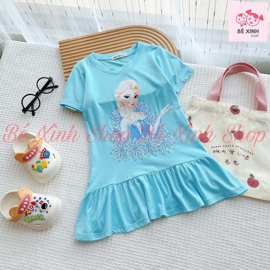 Váy Đầm Cho Bé Gái Thun Lạnh Cộc Tay Mùa Hè Minky Mom Váy Hè Đầm Thun Trẻ Em Bé Gái Mặc Nhà Mềm Mịn Mát ĐẦM CỘC TAY