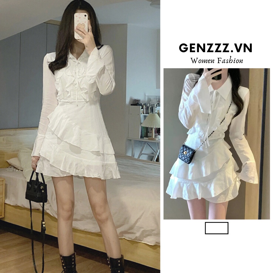 Váy babydoll muse dài tay, chiết eo tôn dáng, đầm Ulzzang ngọt ngào, tiểu thư phong cách xuân hè mới dành cho nữ