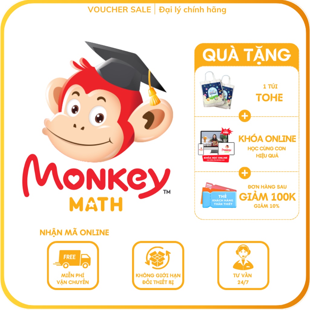 Monkey Math Toàn quốc [E-voucher] - Voucher Mã học Toán tiếng Anh chuẩn Mỹ cho bé