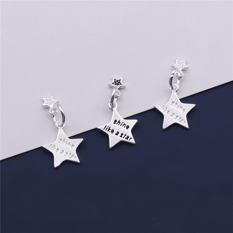 [S925] Charm bạc treo đôi hình ngôi sao - MH873