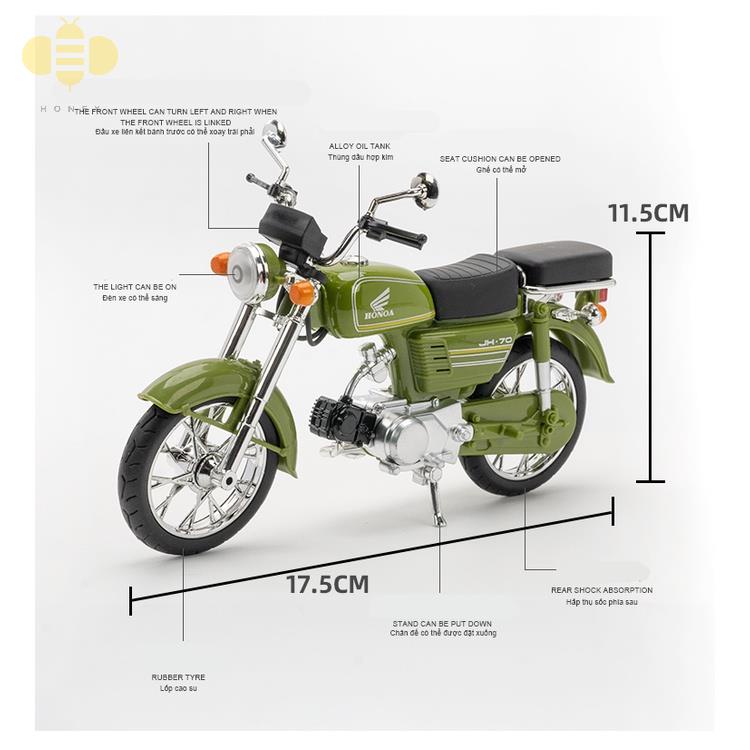 Đúc Mô Hình Đồ Chơi 1:12 Kiểu Dáng Honda JH70 Diecast Hợp Kim Xe Máy Đồ Chơi Mô Hình Mô Phỏng Ánh Sáng Và Âm Thanh Sưu T