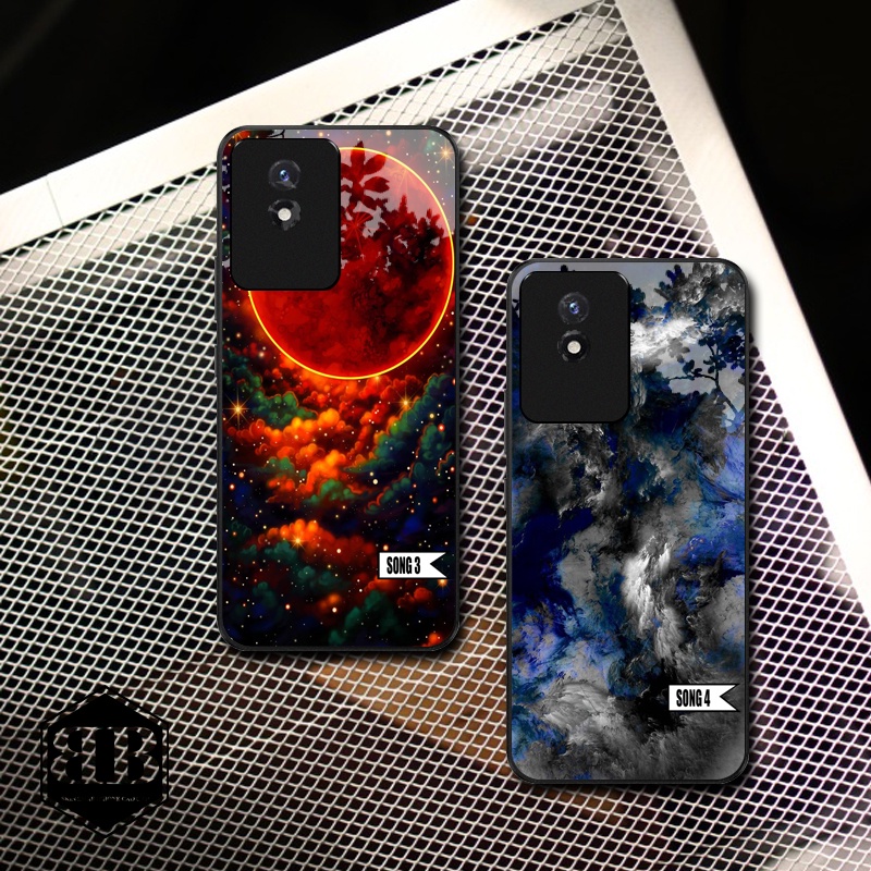 Ốp lưng kính cường lực Vivo Y02 hình sóng sắc màu