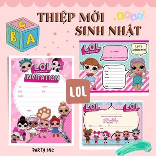 Thiệp mời sinh nhật búp bê LOL Invitation Card nhiều mẫu tcl35