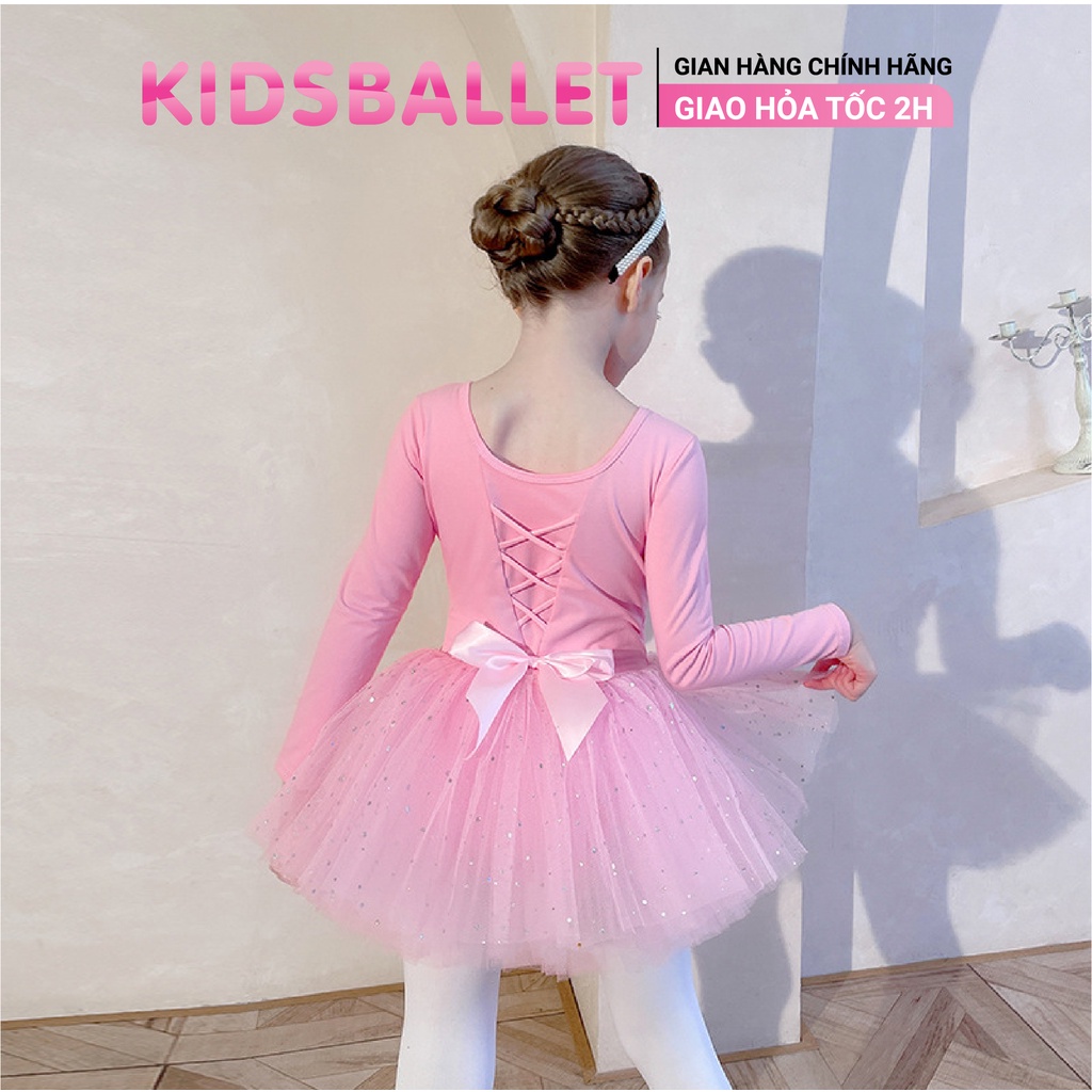 Váy Múa Ba Lê Dài Tay Cộc Tay KIDSBALLET Váy Múa Liền Lưng Dây Váy Múa Cho Bé Váy Múa Bale Váy Múa Trẻ Em