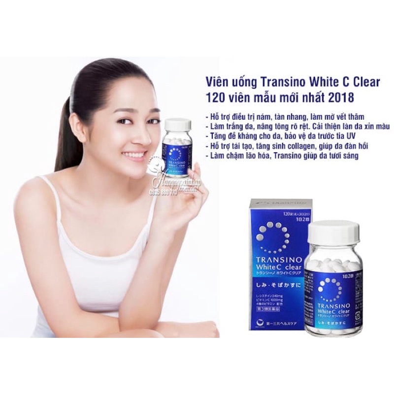 Viên uống Transino trắng da mờ nám White C Clear Nhật 120 viên Nhật Bản