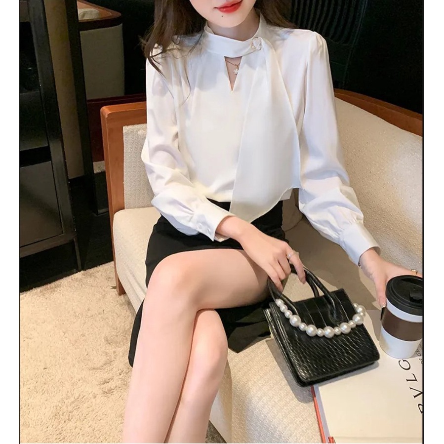 ÁO CỔ YẾM PHỐI PHỤ KIỆN TAY DÀI SANG TRỌNG