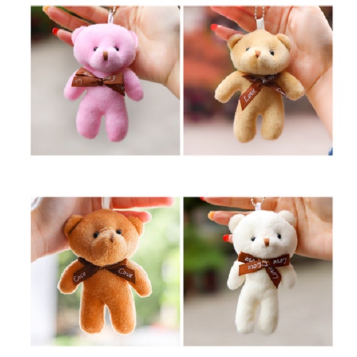 Móc khóa gấu  teddy cute treo chìa khóa, trang trí balo túi xách nhồi bông