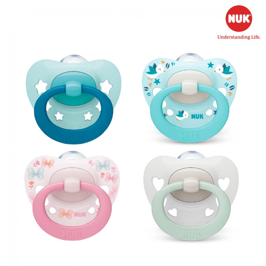 [Mẫu Mới] Bộ 2 Ti Giả NUK Silicone Chỉnh Nha (Đủ size 0-6-18-36 tháng)