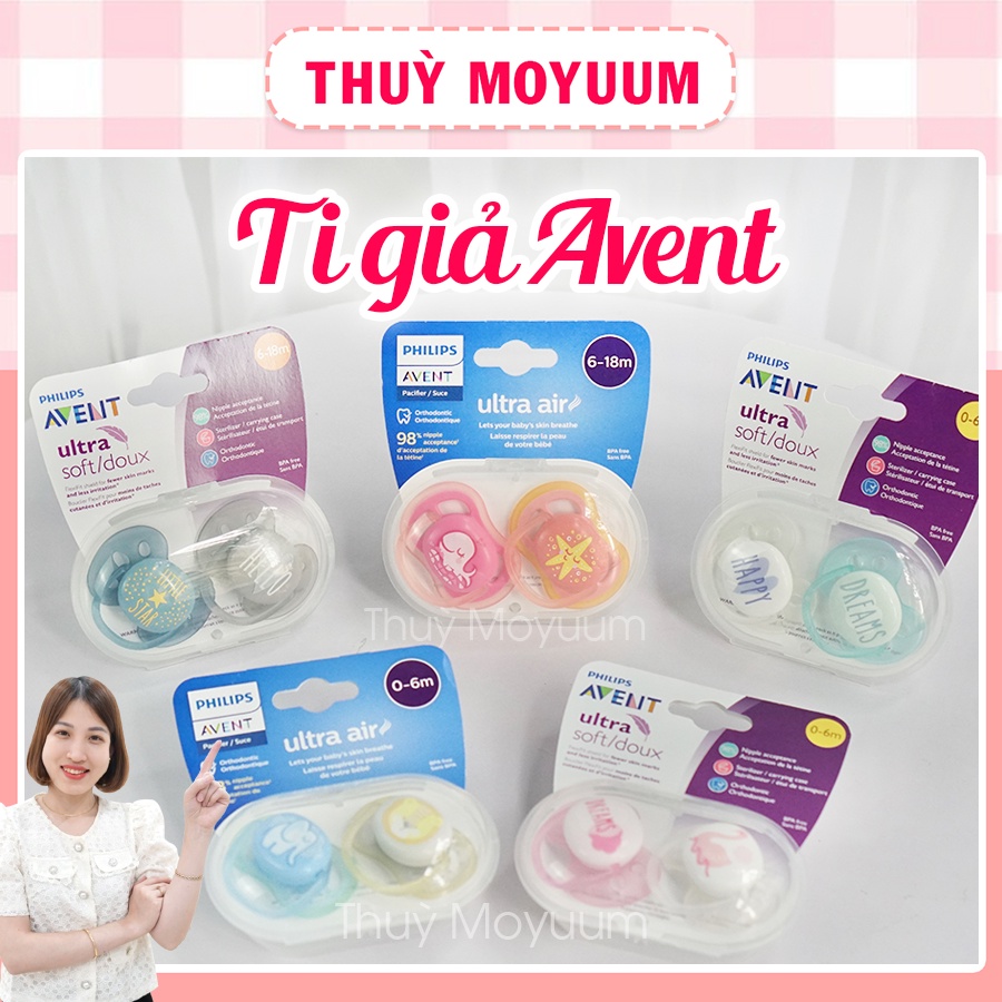 Ti giả Avent Ultra Air, Ultra Soft chỉnh nha đầu dẹt