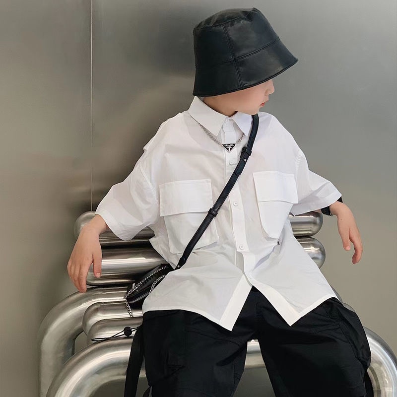 Áo Sơ Mi Ngắn Tay Phong Cách Đường Phố Hàn Quốc Cho Trẻ Em