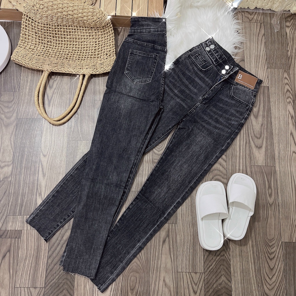 Quần jean nữ lưng cao phối kiểu phong cách trẻ trung, quần bò nữ co giãn skinny ôm dáng siêu đẹp A-T Fashion - MQ519