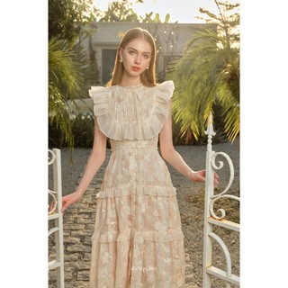 DARLING.ISM - Đầm hoa dáng dài cổ xếp li Emi dress vải voan