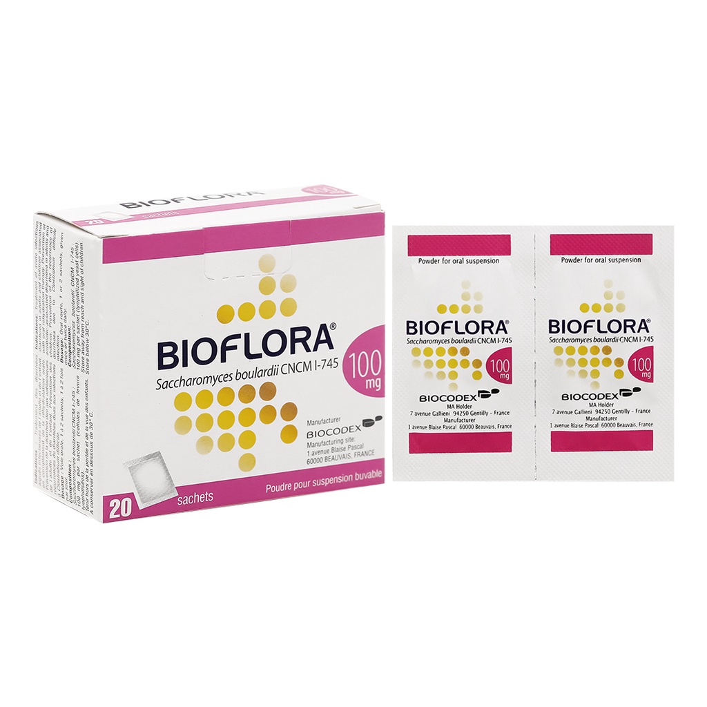 Bột pha hỗn dịch uống Bioflora 100mg hộp 20 gói