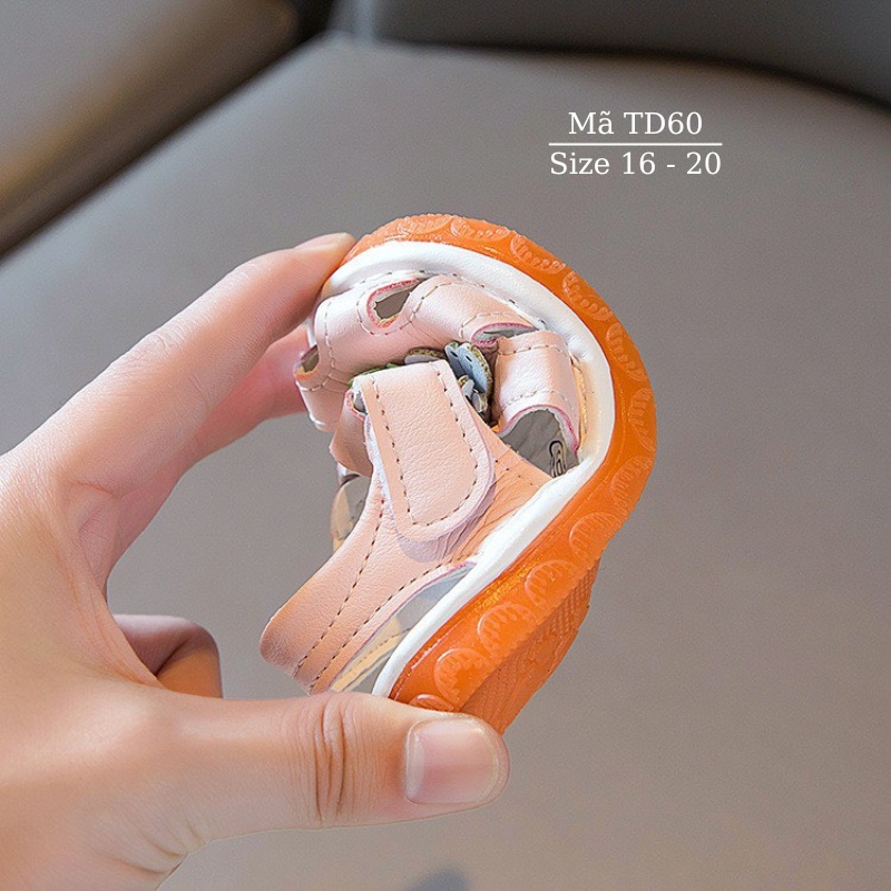 Dép sandal bé gái tập đi imibaby 0 - 24 tháng tuổi êm nhẹ chống trơn trượt có tiếng kêu chíp chíp đính hoa xinh xắn TD60